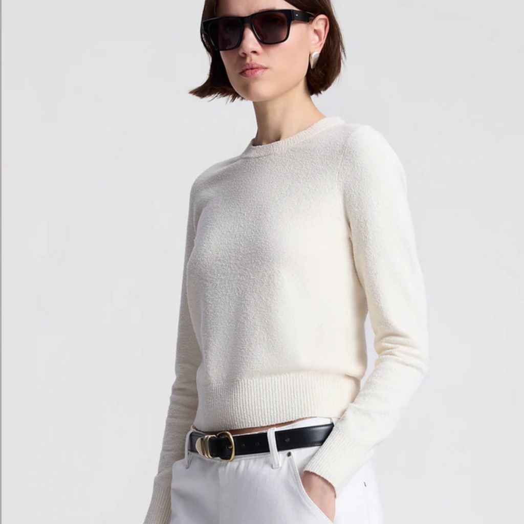 Alc Bradley Cotton Boucle Sweater M Pale Butter Yellow Classic Neutral New